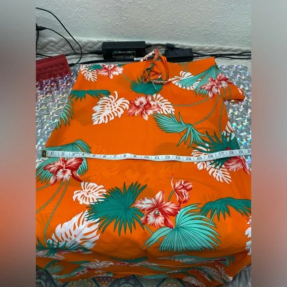 Waltah Clarke (?) “Kamaile” Vintage Hawaiian Shops Maxi Dress Orange 70s SMALL - Picture 8 of 15